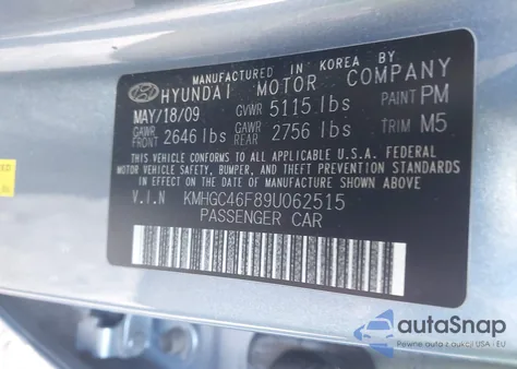 2009 Hyundai Genesis 4.6 from USA, damaged, VIN KMHGC46F89U062515